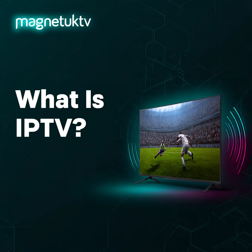 IPTV streaming diagram showing a content server delivering authorised live TV to a Smart TV, Fire TV Stick, and mobile phone